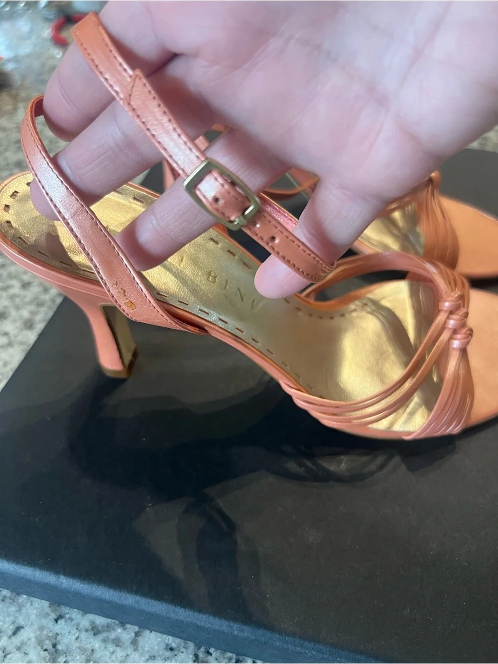 Gianni Bini Peach Knot-Strap Heeled Sandals NEW